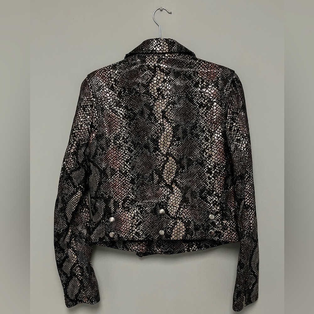 Blk Dnm Snakeskin Python Embossed Leather Biker J… - image 7